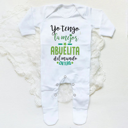 I Have The Best Grandmother in The World Letter Print Baby Sleepsuit – Long Sleeve Casual Soft Infant Romper, Round Neck Jumpsuit