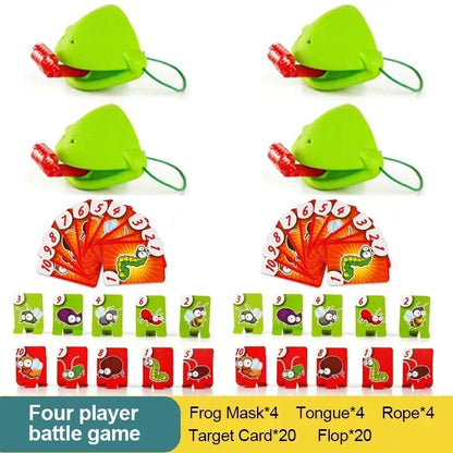 Frog Mask Wagging Tongue Lick Cards - Board Game for Children, Family Party Toy, Antistress Funny Desktop Puzzle Game