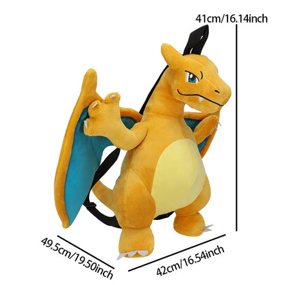 High-Quality Charizard Plush Backpack – Lovely Anime Cartoon Schoolbag and Gengar Cosplay Bag for Boys