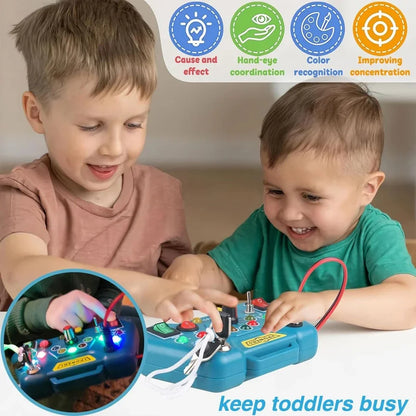 Busy Board with LED Lights and Switch – Sensory Montessori Toy, Portable Electric Puzzle for Early Education, Gift for Toddlers and Kids