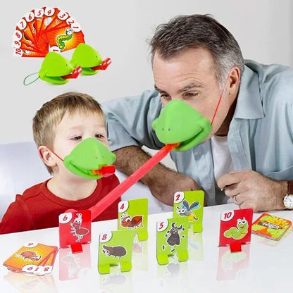 Frog Mask Wagging Tongue Lick Cards - Board Game for Children, Family Party Toy, Antistress Funny Desktop Puzzle Game