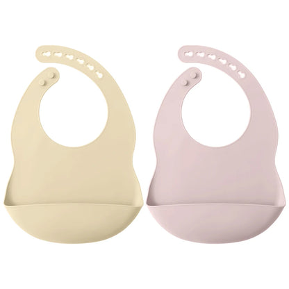 2PCS Silicone Baby Bibs for Toddlers – Waterproof, Solid Color, Adjustable Feeding & Burp Cloths for Newborns & Drooling Scarf - Kidzy Market