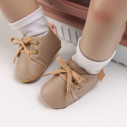HAIZHIW Newborn Baby Boy & Girl Leather Shoes – Infant First Walkers, Non-Slip Rubber Toddler Retro Shoes (0-18M)