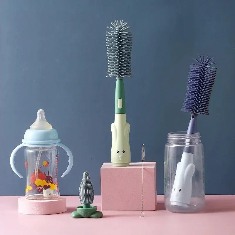 Pacifier & Bottle Brush Set – Silicone Baby Cleaning Tool, Cup Brush & Goupillon for Baby Care