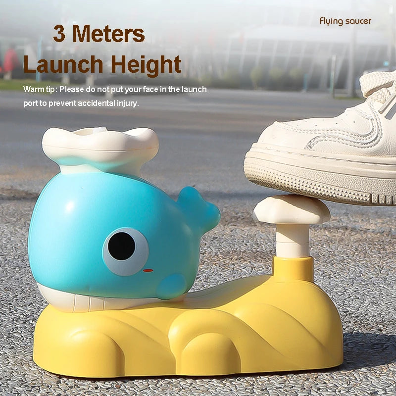 Flying Disc Launcher Toy Foot Launcher for Kids Outdoor Soaring Flying Saucer Sports Game Gift