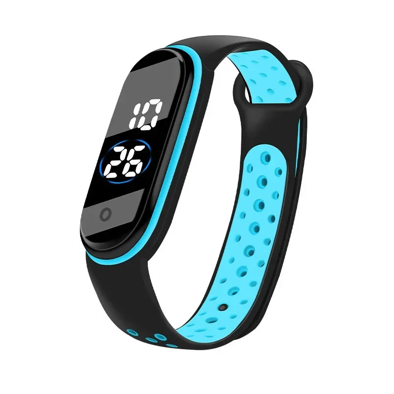 Fashion Kids Sports Waterproof LED Digital Watch Two-Tone Silicone Strap for Teen Boys and Girls