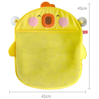 Cartoon Duck Baby Bath Toy Mesh Storage Bag with Suction Cup