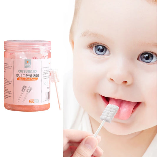 Baby Oral Disposable Cleaner - Newborn Milk Teeth Gauze Toothbrush & Tongue Washing Cotton Swabs Care