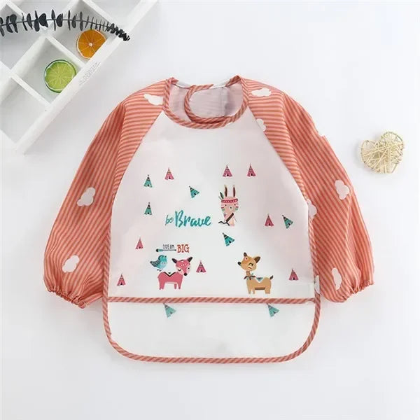 Baby Boys & Girls Burp Cloth Bandana Bibs – Long Sleeve Scarf, Waterproof Toddler Art Smock, Feeding Bib Apron with Pocket for 1-3 Year Olds - Kidzy Market
