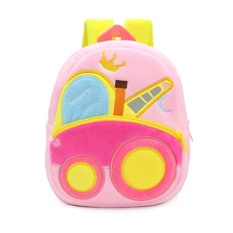 Cartoon Excavator Engineering Backpack for Kids – Plush 2-4 Years Old Small School Bag & Toy Backpack - Kidzy Market
