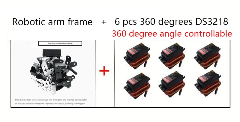 360° 6 DOF Robot Metal Alloy Mechanical Arm Claw Kit MG996R for Arduino, Robotics Educational Kit, PS2 Programmable Toy