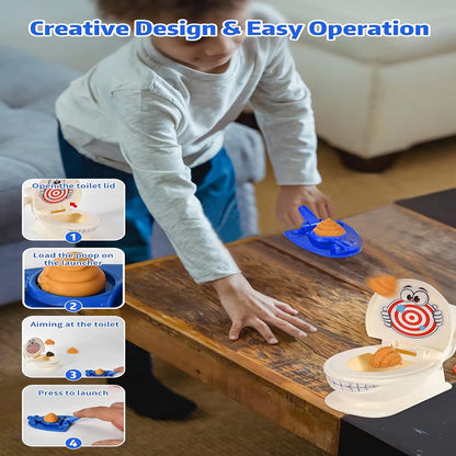 1-Set Poop Shooter Two-Player Desktop Prank Game – Funny Toilet Poop Toss Game, Creative Party & Kids Gift