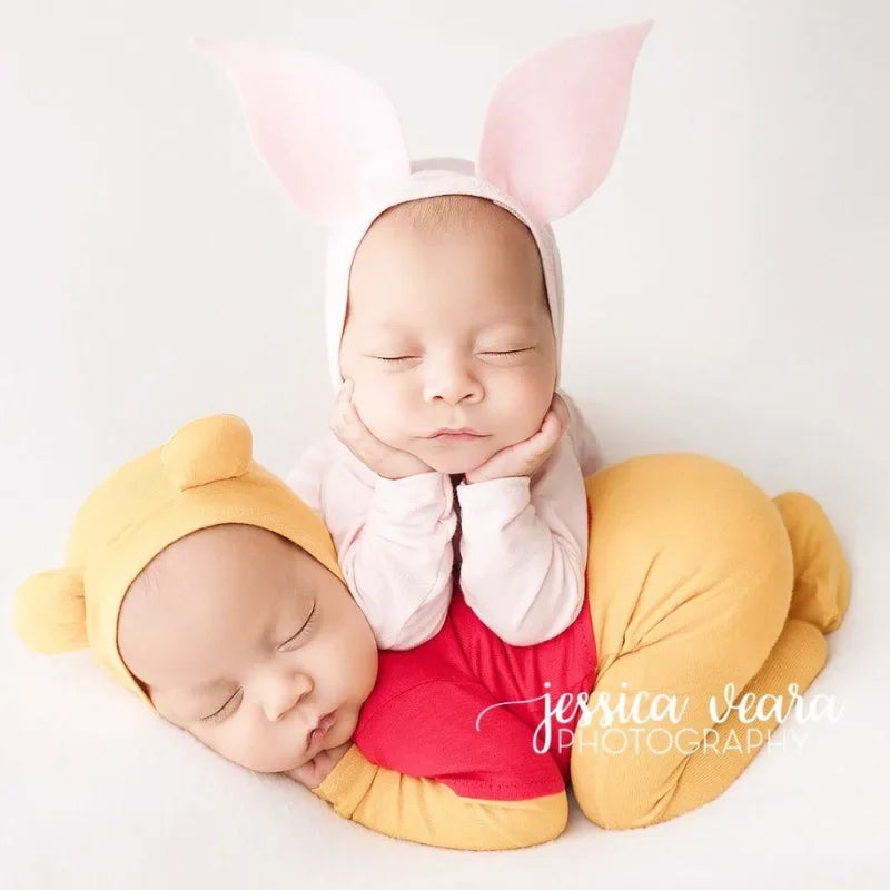 Newborn Bear Photography Suit Set – Baby Bear Theme Hoodie & Hat Photography Outfit for Newborn Photoshoots