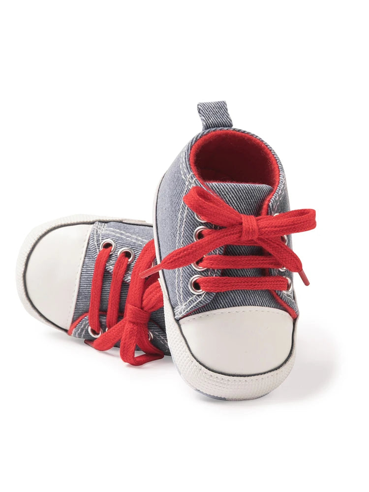 KIDSUN Newborn Multi-Coloured Canvas Baby Shoes – Soft Soled Casual First Toddler Shoes for Boys & Girls
