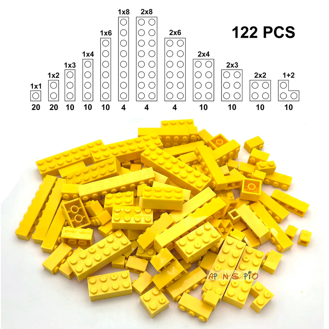 122PCS DIY Building Blocks Set – 12 Size Thick Figures, Creative Educational Plastic Bricks, Compatible with 3001 for Children