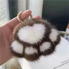Fluffy Faux Fur Cat Paw Keychain, Plush Pendant for Backpack or Car