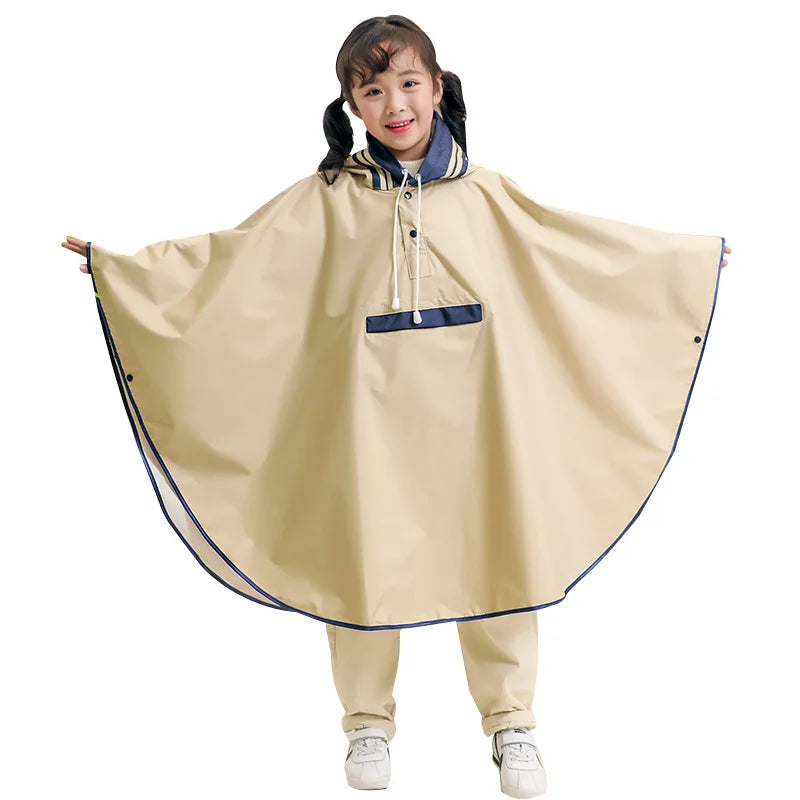 Waterproof Rain Poncho for Primary School Students with Bag Cover