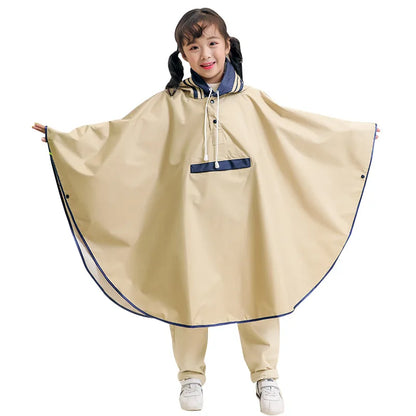 Waterproof Rain Poncho for Primary School Students with Bag Cover