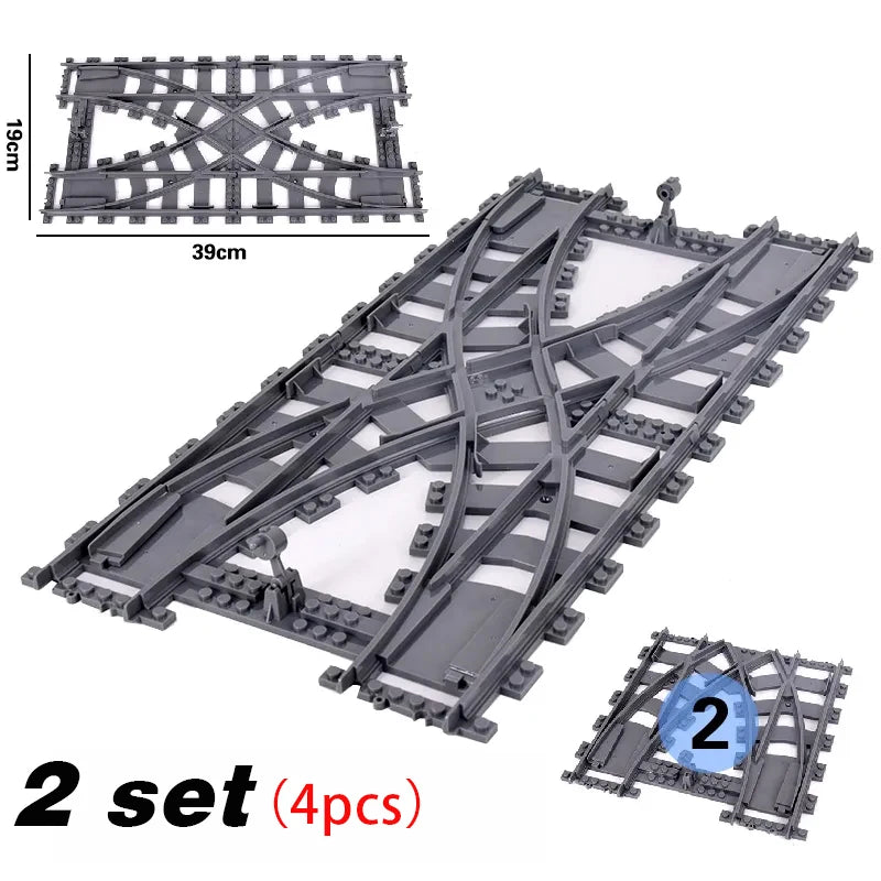 City Trains Flexible Tracks – Soft Straight, Curved Rails, and Switch Building Block Railways Toy for Kids