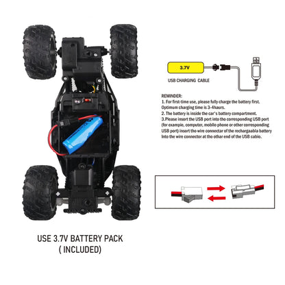 4-Way Remote Control Car with Lights and Anti-Slip Rubber Tires