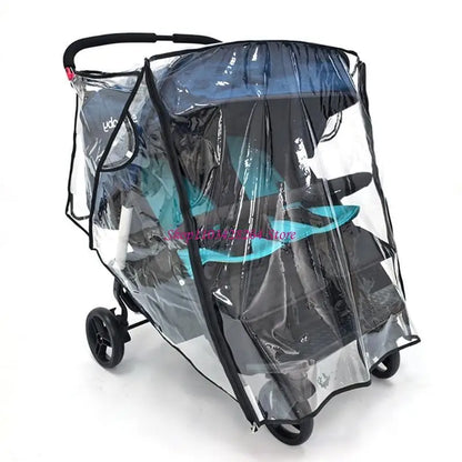 Double Stroller Rain Cover EVA Raincoat with Ventilated Design and Convenient Storage