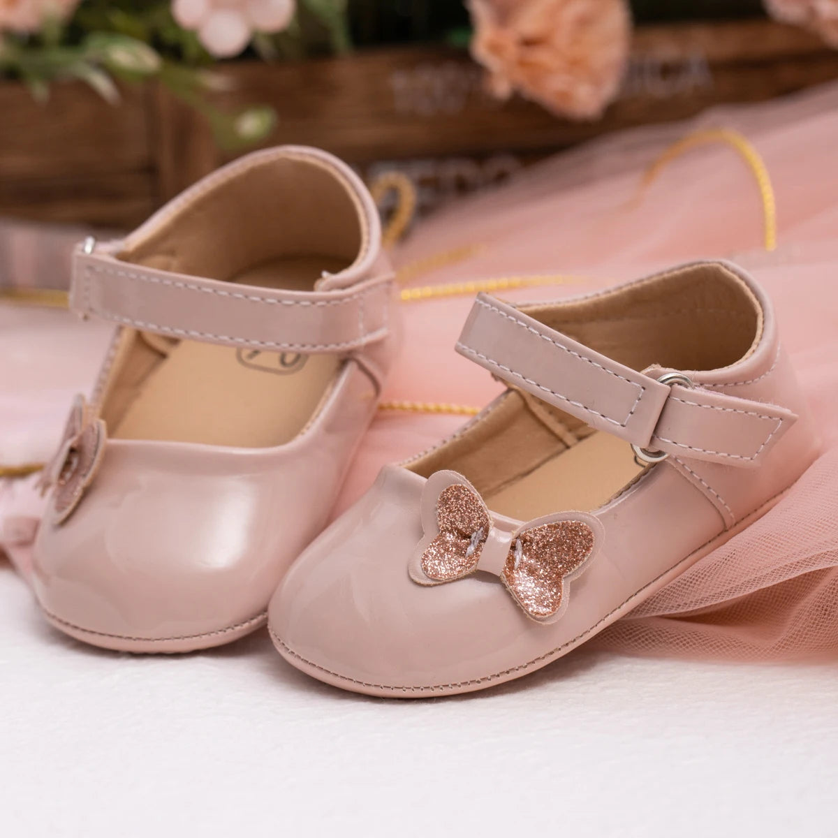 KIDSUN Baby Shoes – Newborn Girl Princess PU Toddler Shoes, Bow Decor Anti-Slip Rubber Sole First Walker (0-18M)