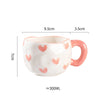 Hand-Pinched Irregular Porcelain Mug 300 ml (10 fl oz) – Flower & Heart Pattern Coffee & Tea Cup, Cute Gift for Kids & Girls