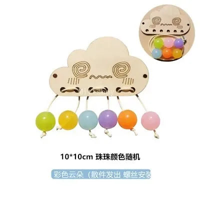 Montessori Busy Board DIY Wood Accessories – Early Learning Ball, Calculation, Bulldozer, Castle, Helicopter Educational Toy for Children Gifts