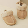 Little Kids Snow Boots, Solid Warm Shallow Boys Girls Genuine Leather Winter Shoes with Thick Plush, Toddler Casual Shoes