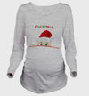 Pregnant Woman Christmas Long Sleeve T-Shirt | Santa Baby Print | Side Ruched Maternity Top | Pregnancy Clothes Tee