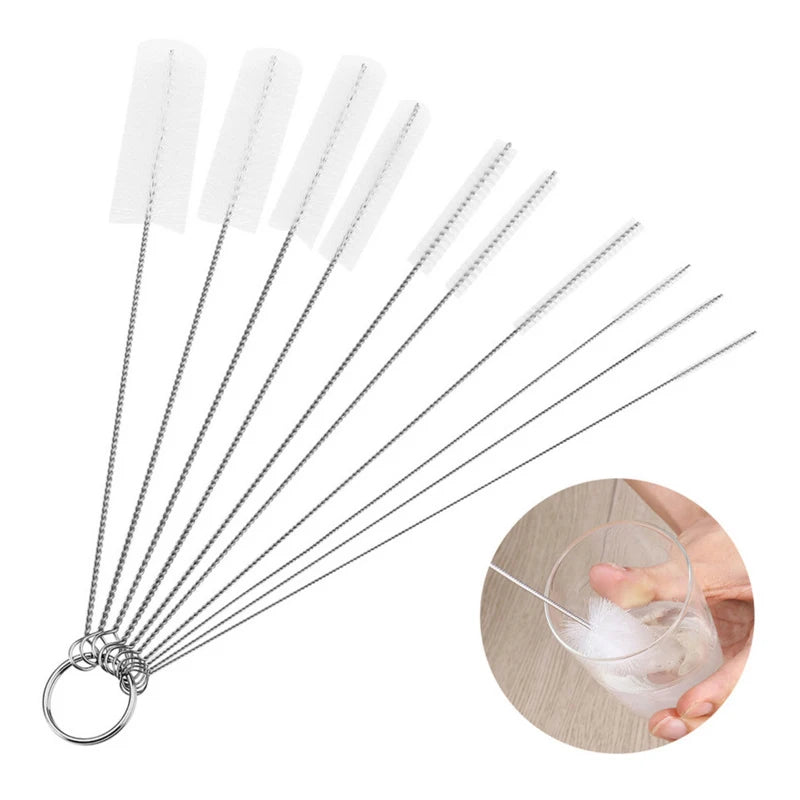 10Pcs Baby Bottle Brushes Set, Stainless Steel Straw Cleaner & Multifunctional Kitchen Cleaning Brush for Feeding Bottles