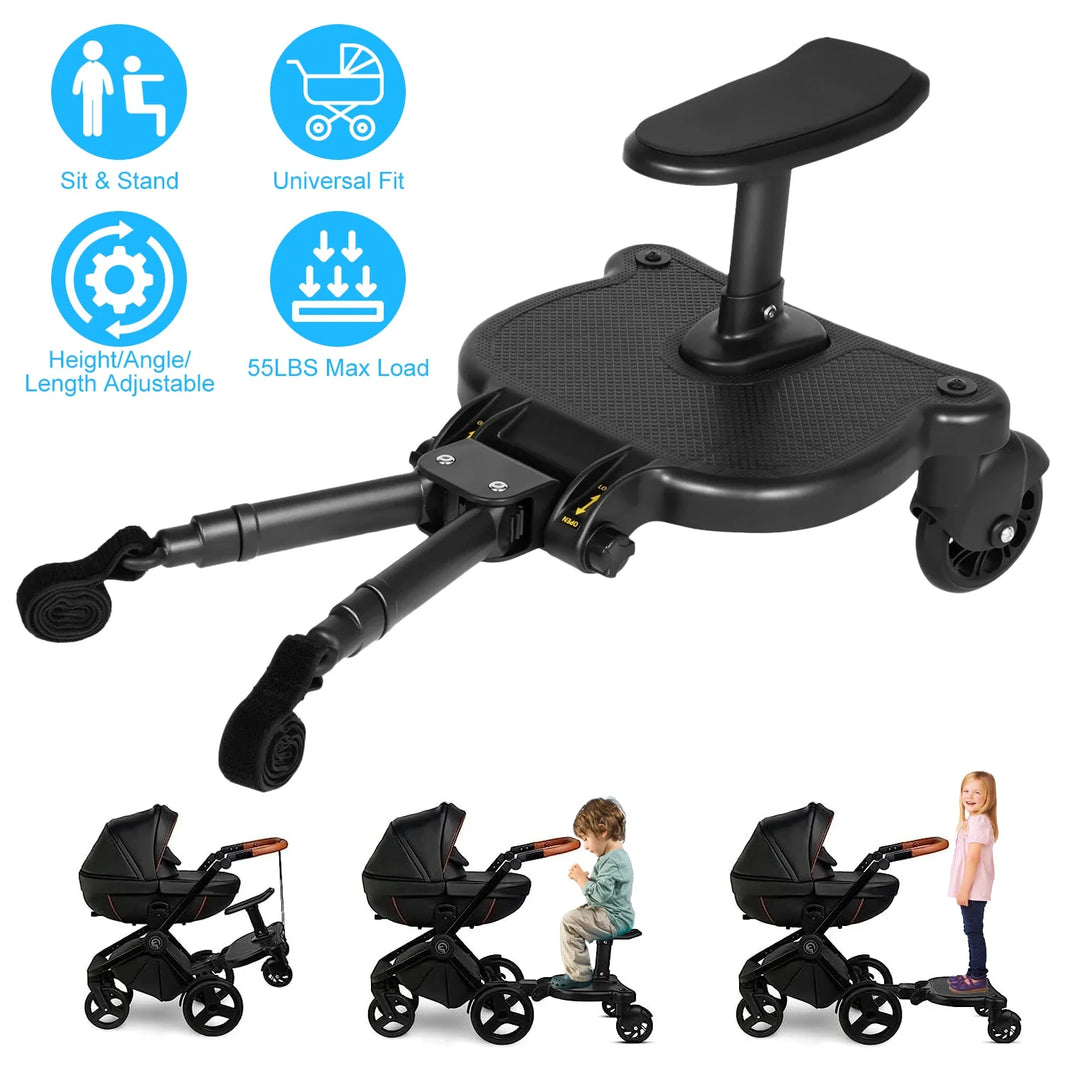 Universal Stroller Board with Removable Seat 2-in-1 Sit-Stand Glider Compatible with Most Strollers