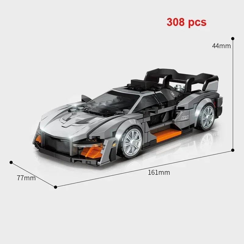 MOC Speed Racing Car Building Blocks Set — Small Studded Sports Car Garage Toy – view 28