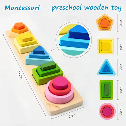 Children’s Wooden Stack Toy Color and Shape Classification Puzzle