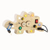Wooden Dinosaur Busy Board with LED Light Switch – Montessori Sensory Toy for Kids Ages 3-12