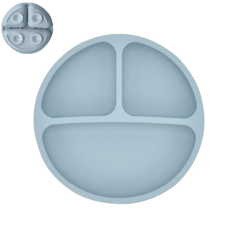 4Pcs Baby Safe Silicone Dining Plate Set - Cute Cartoon Smile Face Children Dishes, Retro Kids Tableware Set (BPA-Free)