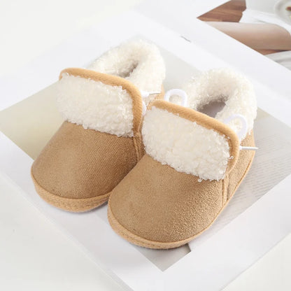 Jlong Winter Newborn Soft Sole First Walker Baby Shoes – Fur Warm Snow Boots for Girls (0-18 Months)