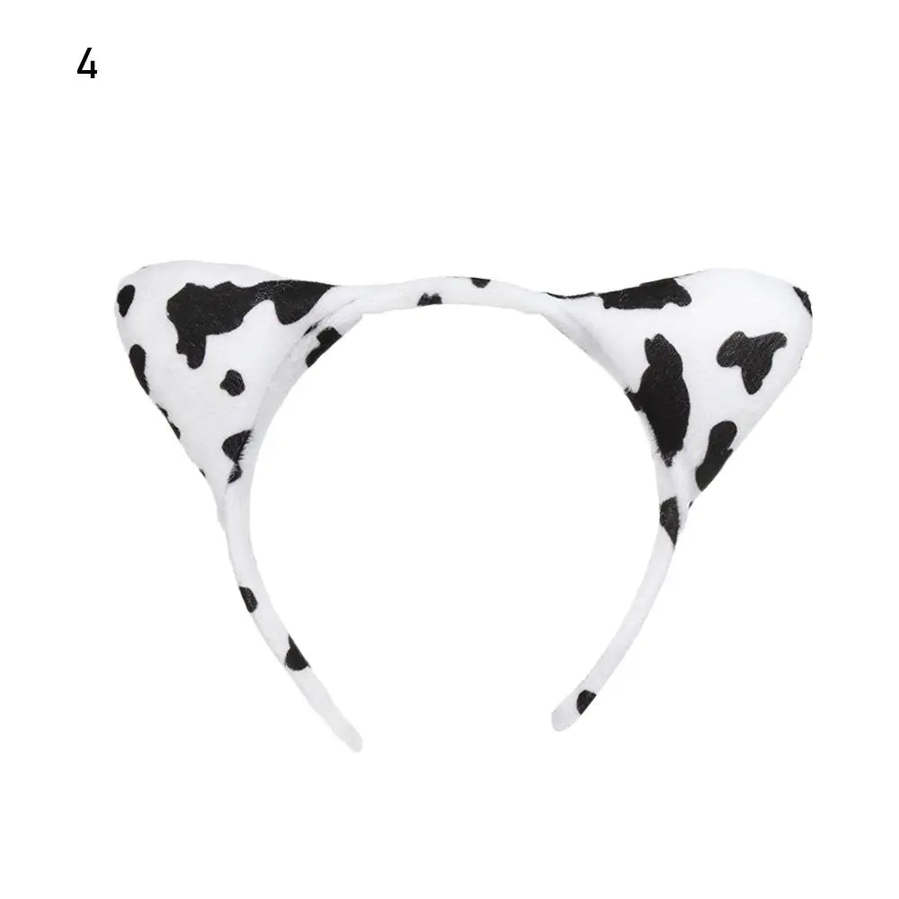 Plush Animal Ears Headband – Cartoon Dog Zebra Tiger Hairband, One Size for Kids & Adults, Cosplay Party Accessory