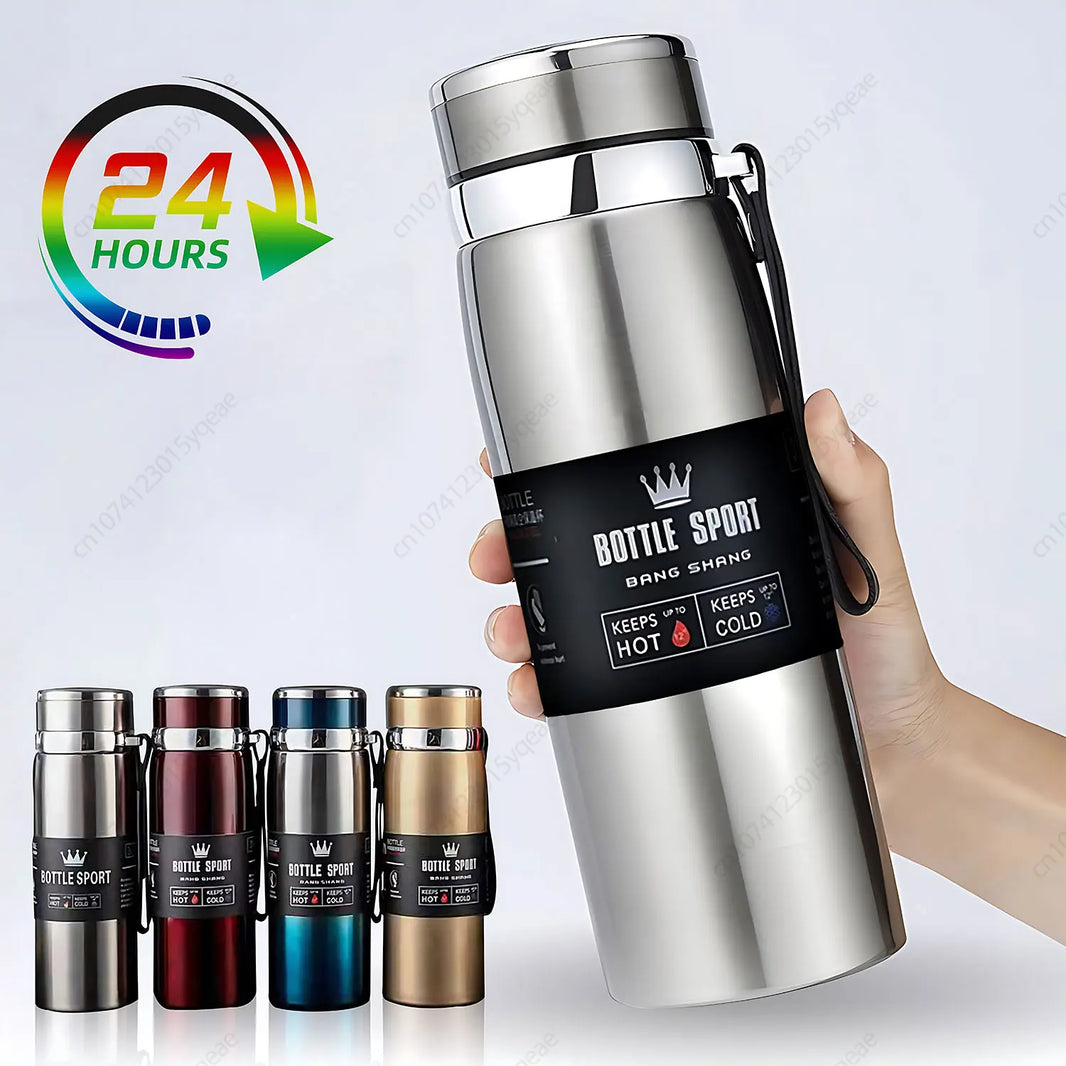 Trebalena 1000ml (34 fl oz) Stainless Steel Vacuum Thermos — Double-Wall Insulated Leakproof Travel Coffee & Tea Bottle