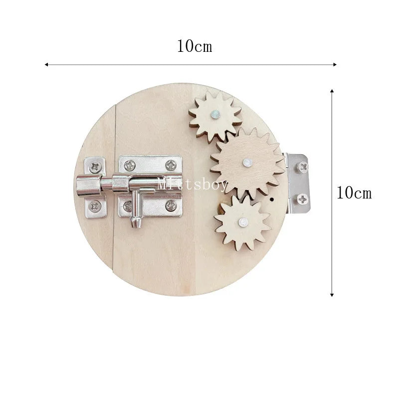 Montessori Busy Board DIY Wood Accessories – Early Learning Ball, Calculation, Bulldozer, Castle, Helicopter Educational Toy for Children Gifts
