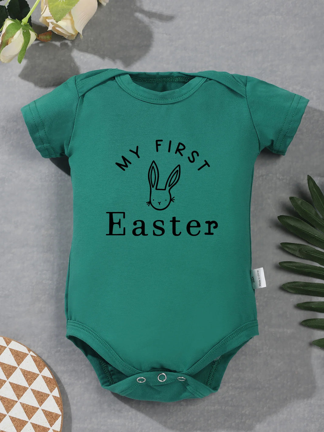 Cute Rabbit Pattern Bodysuit for Infants - Newborn Easter Jumpsuit Romper for Baby Boy & Girl (0-24M) - My First Easter Outfit