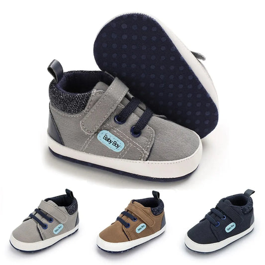 Meckior Baby Casual Canvas Sneakers – High Top Sports Shoes for Boys & Girls, Anti-Slip Soft Sole First Walkers Crib Shoes