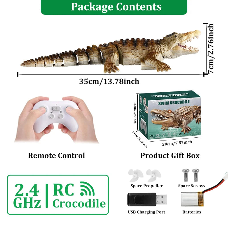 RC Crocodile Model Toy – Waterproof Electric Alligator for Pool or Lake Use