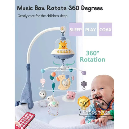 Musical Baby Crib Mobile With Lights and Music Projection Remote Control Crib Toy for Newborns