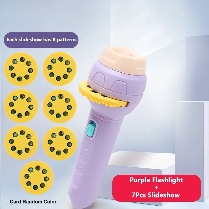 Kids Sleep Light Projector Torch – 24-Image Cute Cartoon Flashlight Projector for Bedtime Stories, Toddler Night Light (Battery Operated)
