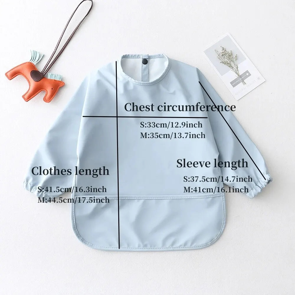 Solid Color Baby Feeding Bibs with Long Sleeves | Waterproof Infant Bib Aprons for Boys & Girls | Easy Clean Children Art Smocks - Kidzy Market