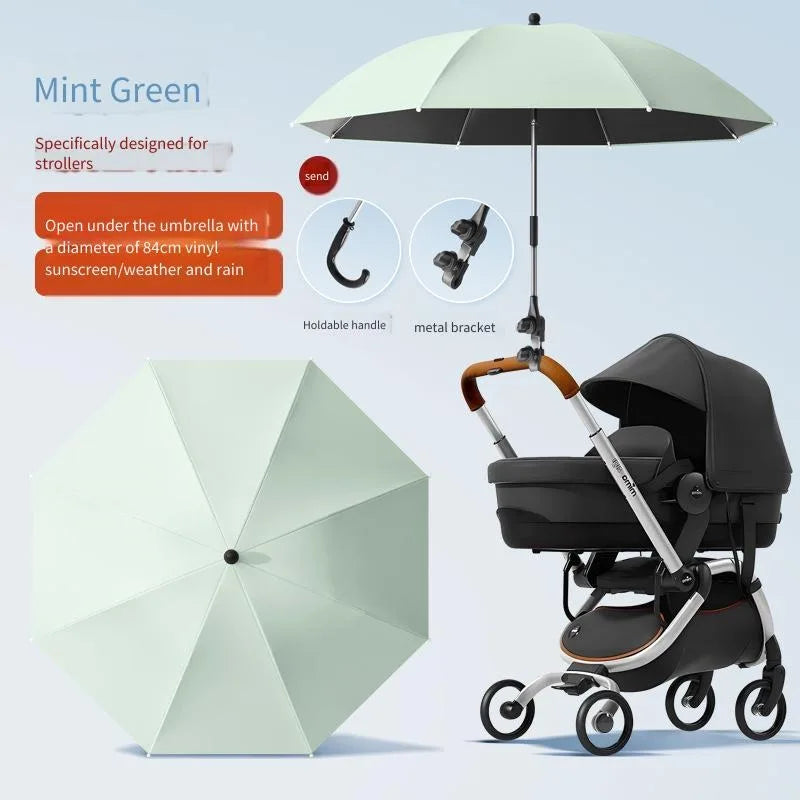 Baby Stroller Solid Color Sunade Umbrella Sunshade Bendable Arm Clip-On Handle Trolley Sunshade Accessory for Outdoors
