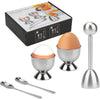LMETJMA Stainless Steel Egg Cracker Topper Set with Separator and Spoons