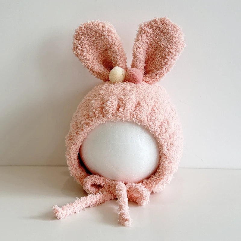 2024 Baby Hats Winter Girls Newborn Soft Cartoon Cute Rabbit Ears Knitted Beanie Hat Infant Warmer Stuff Toddler Kids Cap