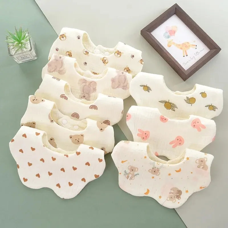 3PCS Cotton Gauze Baby Feeding Bibs | Soft Petal Print Saliva Towels for Newborns & Toddlers | Summer Burp Cloths for Kids - Kidzy Market